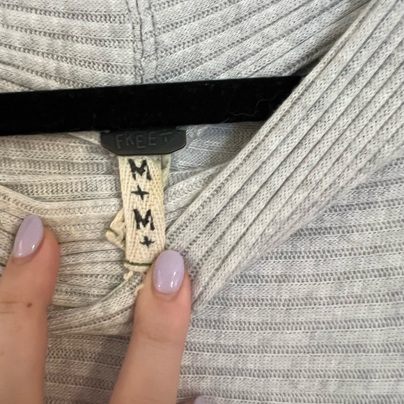 Free People We The Free Gray Open Back Ribbed Mock Neck Sweater - Picture 6 of 7